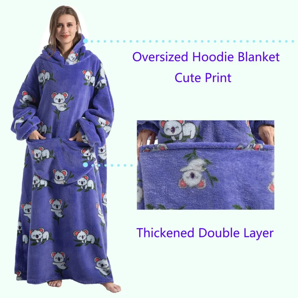 Coperta Con Cappuccio Oversize Con Maniche - Morbida Felpa Coperta Portatile Per Bambini E Ragazzi - Taglia Unica - 2