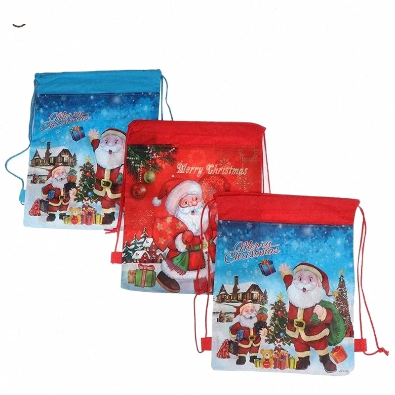 Ny jultomten Claus DrawString Big ryggsäck Kids Nyårsbanett Strumpor gåvor Holder Bag julklapp godis väska förvaring väska x7co#