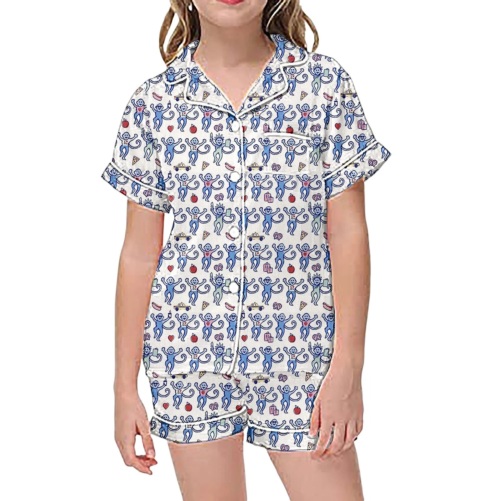 DHgate Kids Monkey Pajama Set Cozy Short Sleeved Loungewear for Boys Girls Baby Kids Maternity