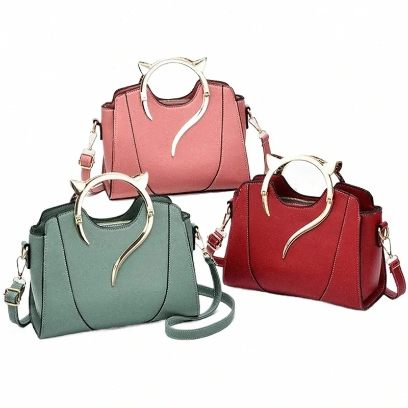 Borse e borsette per gatti carini da donna Borsa elegante in PU Borsa con manico superiore Borsa a tracolla di grande capacità Borsa alla moda dolce Menger r1tz #