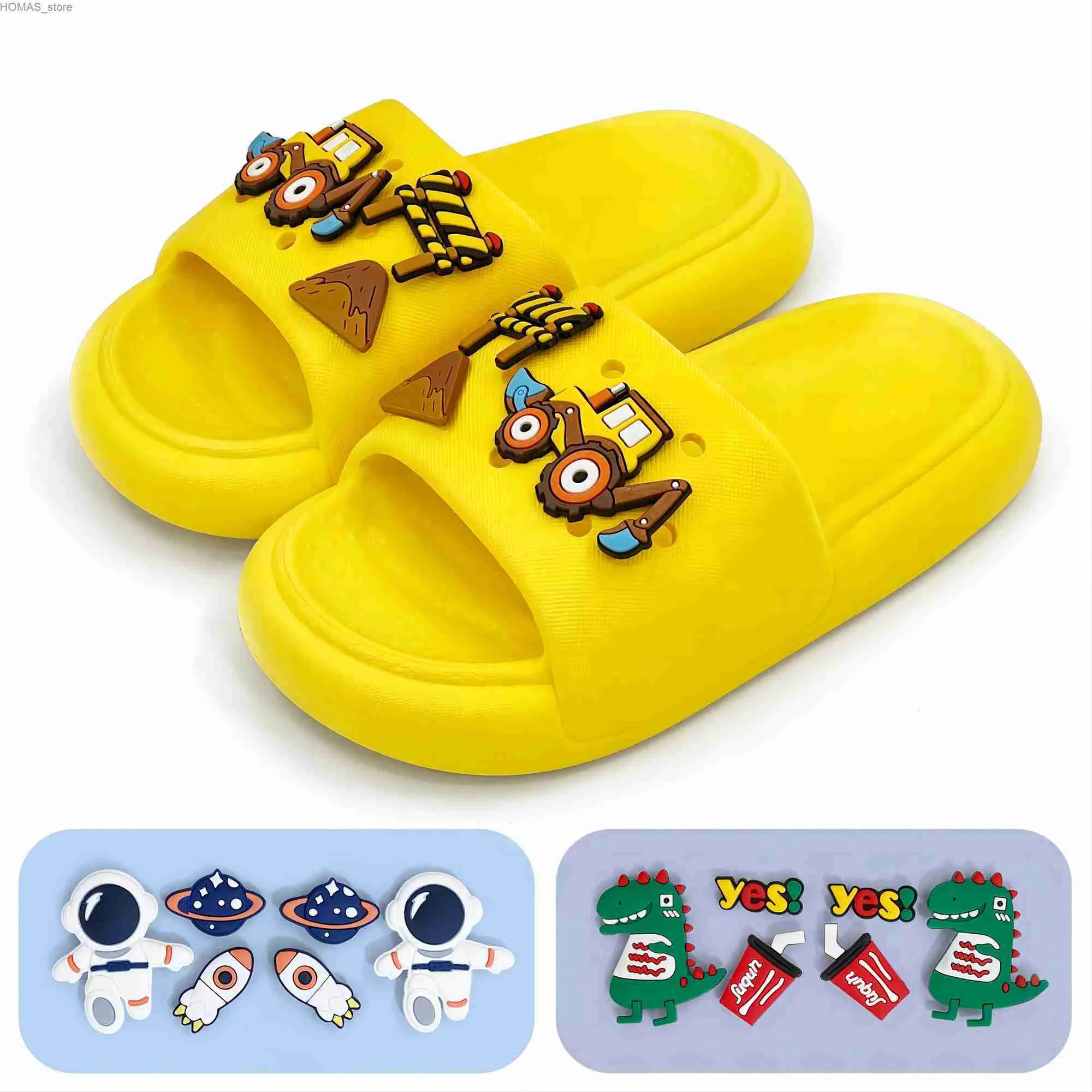 منزل الأحذية الصغار شرائح Slides Slippers Boys Girls Slide Skidals for Kids Cute Cartoon Open Toe أحذية Ku0 Y240409