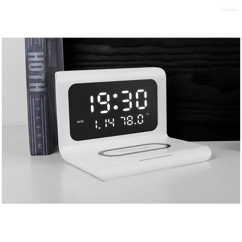 Horloges de table Horloge électronique intelligente Heures d'alarme sans fil Fonction multiple Chargeur de téléphone rapide