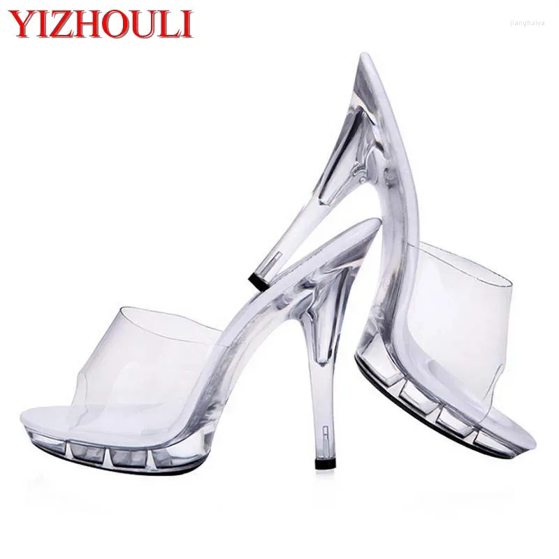 Dance Shoes Beautiful See-through Heels 12-15cm Sexy Model Sandals Pole Dancing