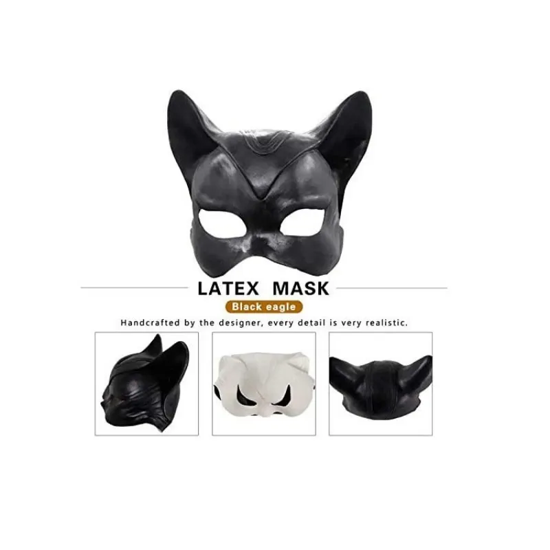 Masque De Chat Halloween Demi-visage - EVA Et Tissu - Unisexe Orange - Pour Cosplay, Carnaval, Fêtes