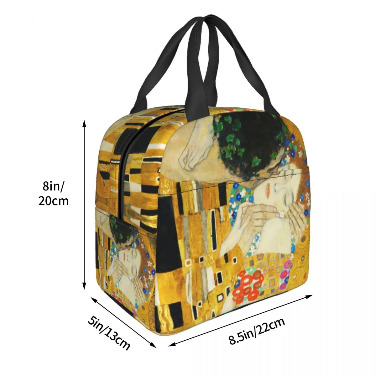 Klimt Kiss Insulated Lunch Tote Bag for Women Portable Thermal Cooler Gustav Klimt Freyas Art Lunch Box Work School Food Bags