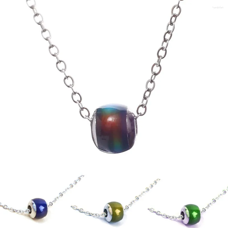 Anhänger-Halsketten, kreativ, temperaturempfindlich, farbwechselnd, rund, geometrisch, für Damen, exquisite Halskette mit Schlüsselbeinkette