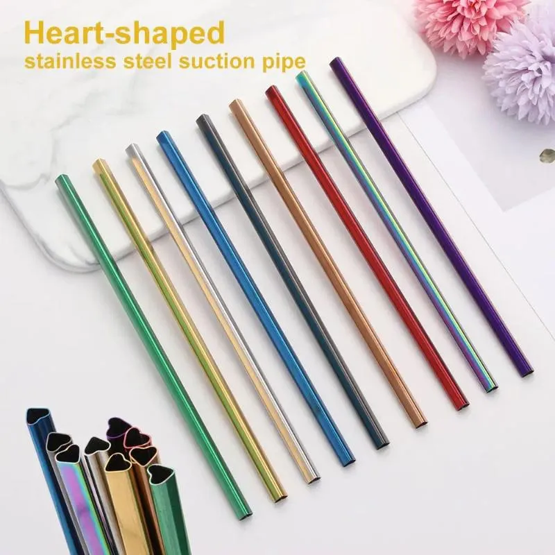 Drinking Straws Heart-shaped Straw Portable Stainless Steel Travel Kitchen Bar Tool Reusable Metal