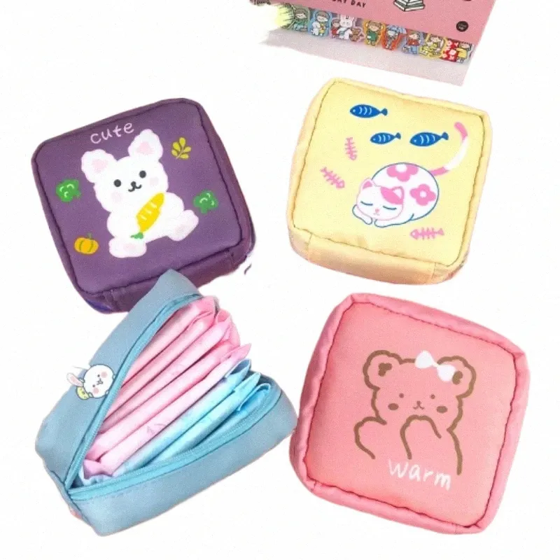 Kvinnor Portable Sanitary Pads Storage Bag Tamp Pouch Servett Kosmetiska väskor Organiserare Lamer Makeup Bag Girls Hygiene Pad Bag U6R9#