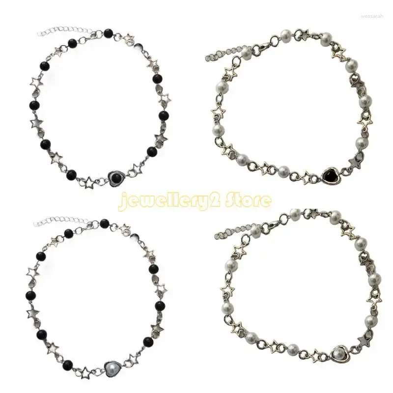 Choker Hollow Star Pearls Halsband för kvinnor gotiska estetiska halsband smycken c9gf
