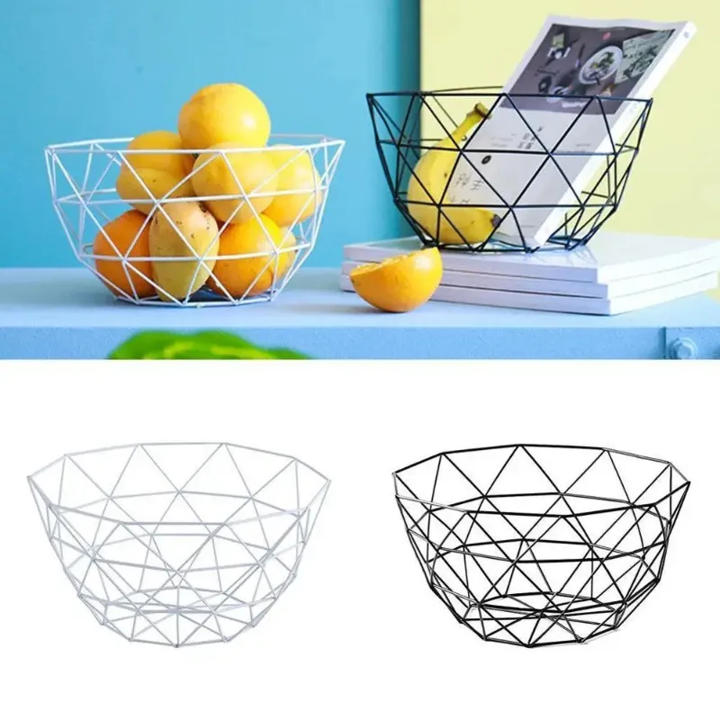 new 2024 Fruit Basket Container Bowl Metal Wire Basket Kitchen Rack Table Storage Holder Bowl Fruit Tray Storage Vegetable Drain Sure, here