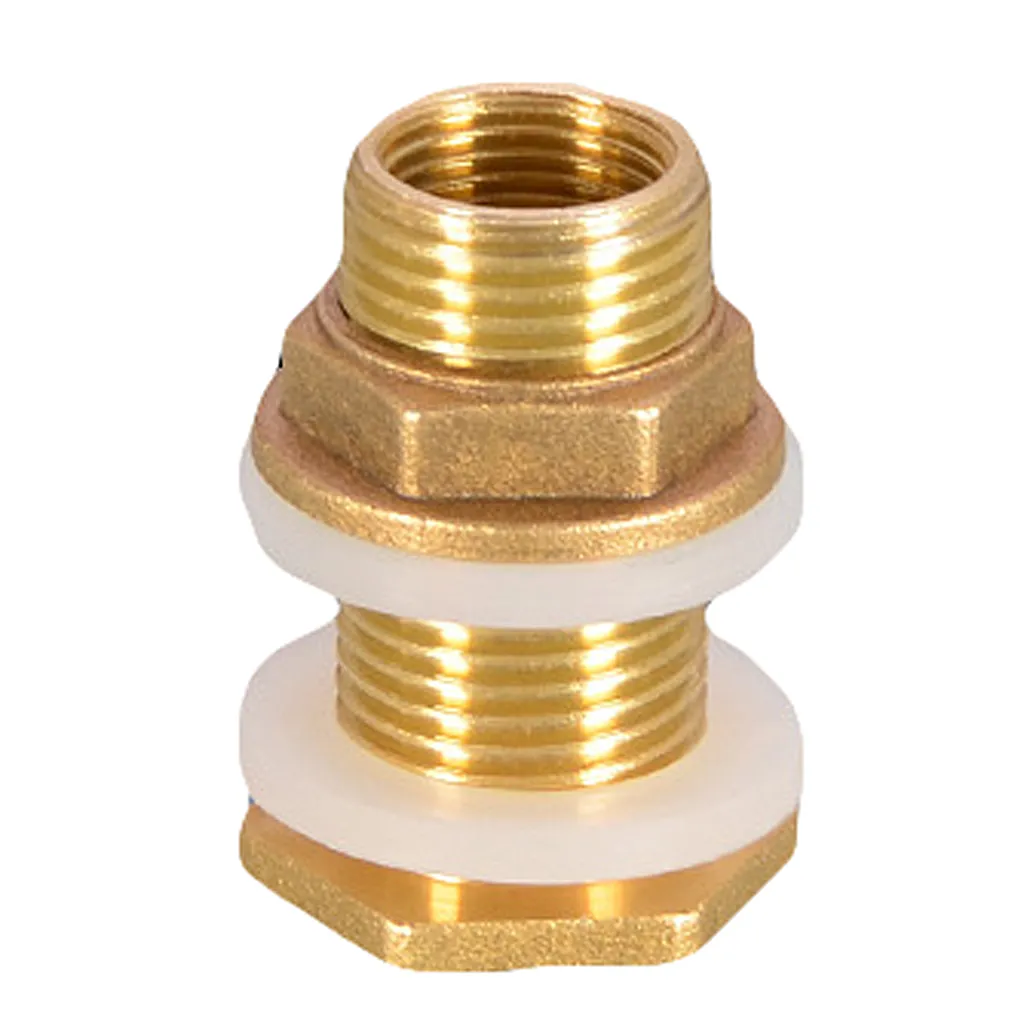 Solid Brass Bulkhead Tank Fitting Straight Female Pipe and Garden Hose Threaded