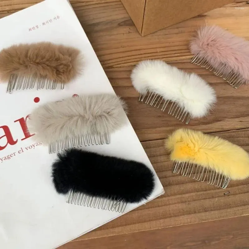 Accessoires de cheveux de luxe pour femmes, grande peluche féerique, coiffure douce et moelleuse, peigne pour fille, frange, ornement