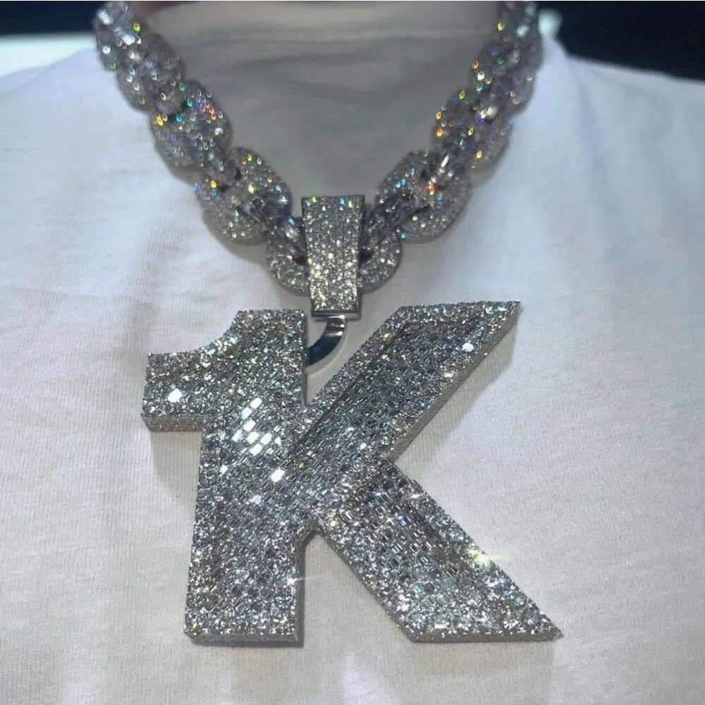 Iced Out Jewelry Moissanite Diamantes Inicial Hip Hop 925 Pingente Personalizado de Prata