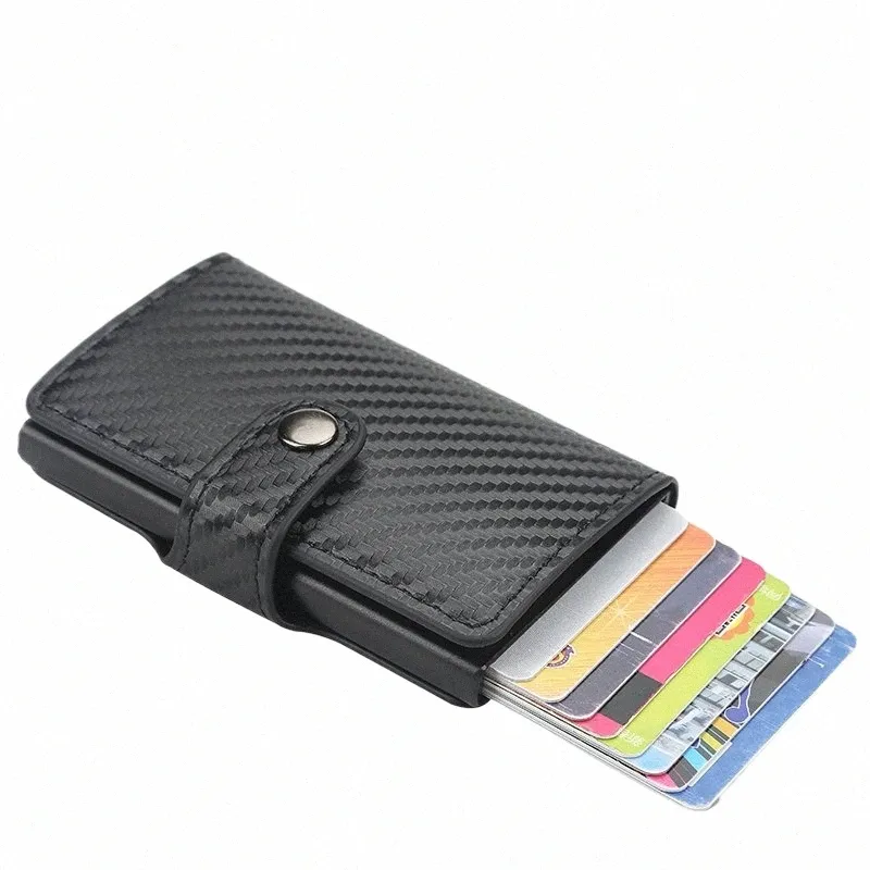 new Men Credit Card Holder Men's Wallet Carb Fiber RFID Blocking Leather Bank Card Case Cardholder Protecti Purse for Women E6VZ#