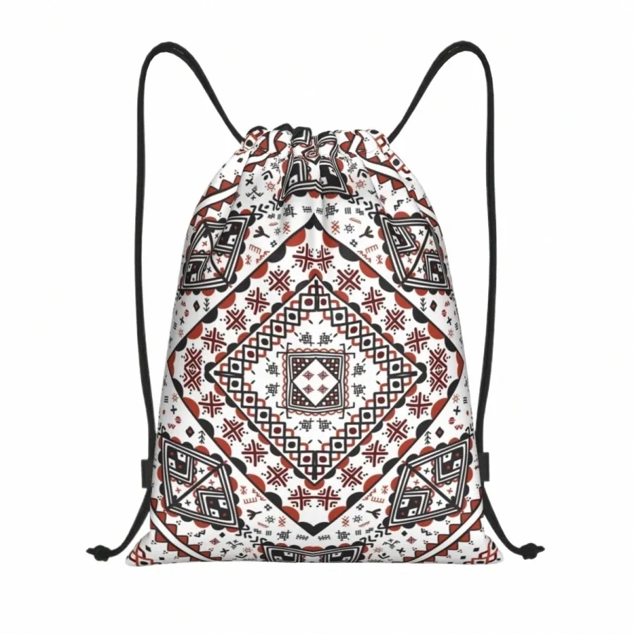 カスタムKabyle Pottery Berber Motifs Drawstring Backpack Bag