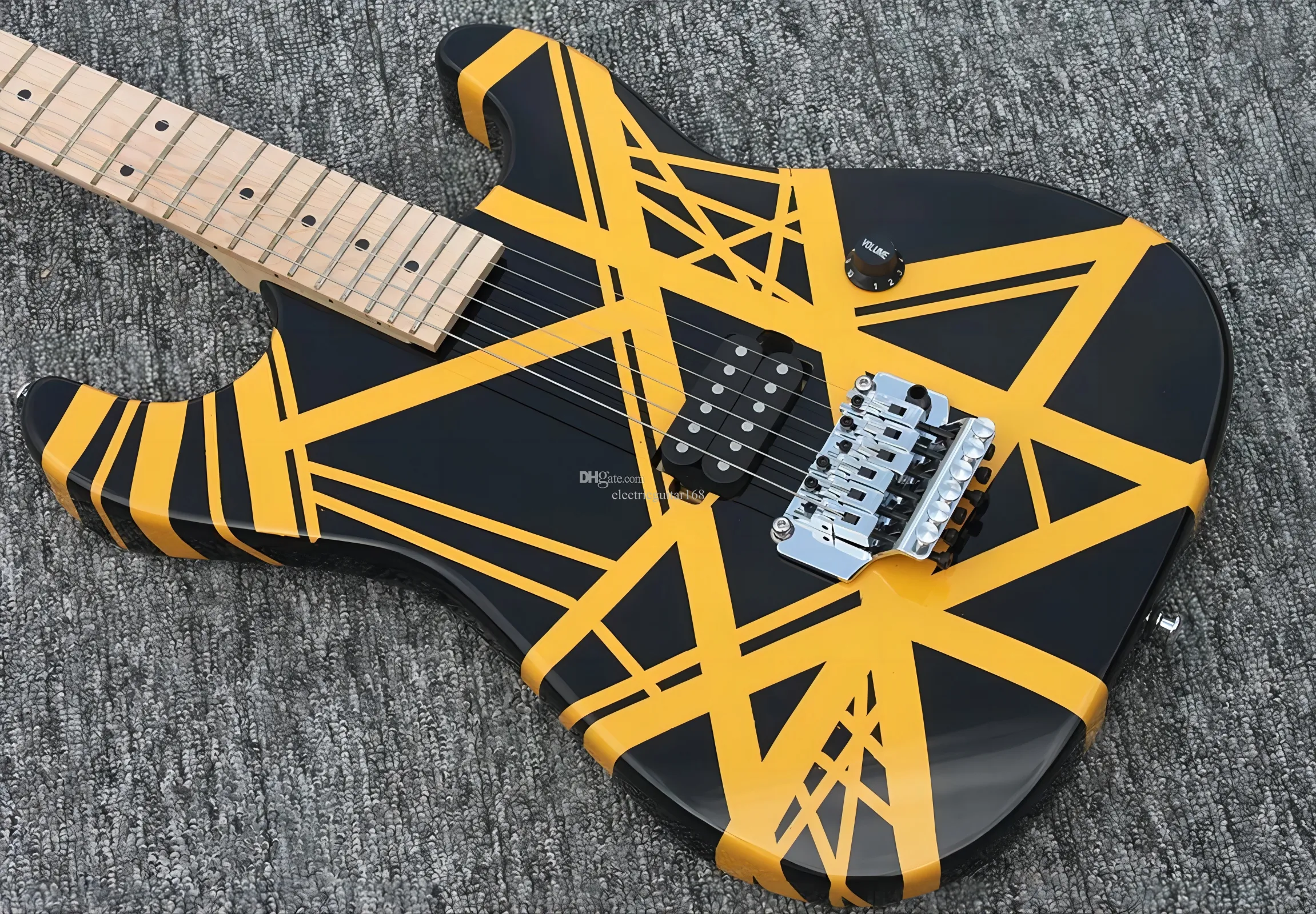 OEM-E-Gitarre, Black and Yellow EV Stripe Series H-Gitarre, Ahorngriffbrett, Floyd Rose-Tremolo-Brücke