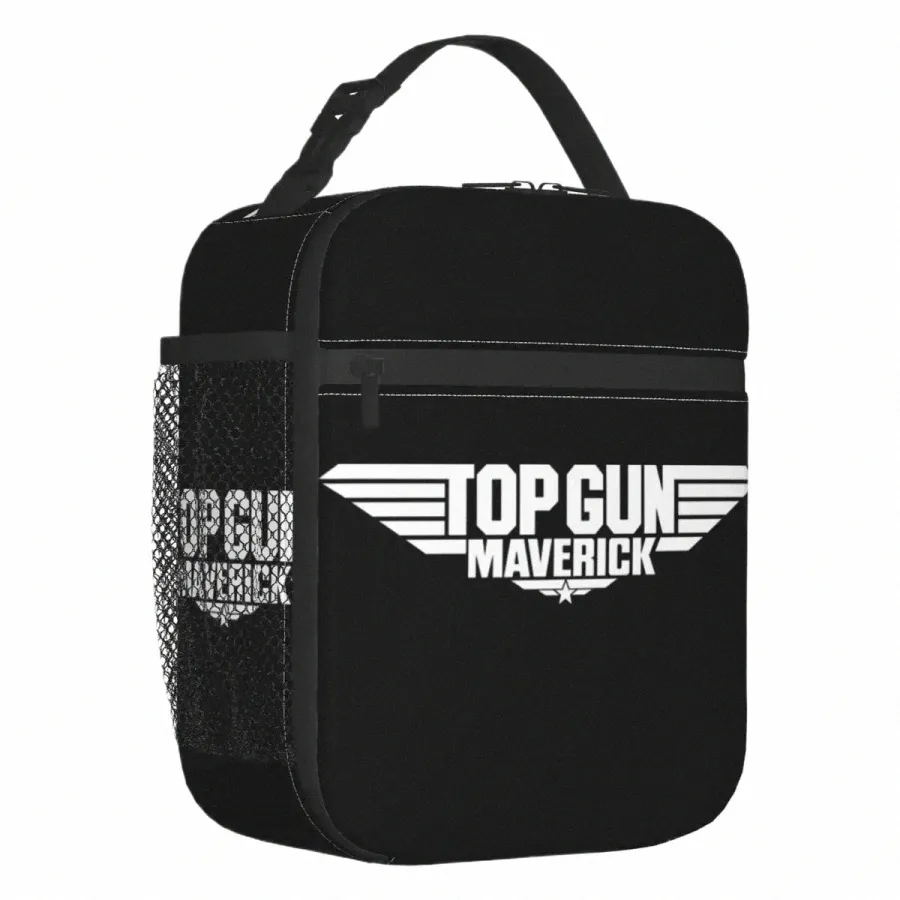 Top Gun Logo Branco Maverick Resuable Lunch Boxes Mulheres Multifuncti Film Thermal Cooler Food Isolated Lunch Bag Office Work 865H #