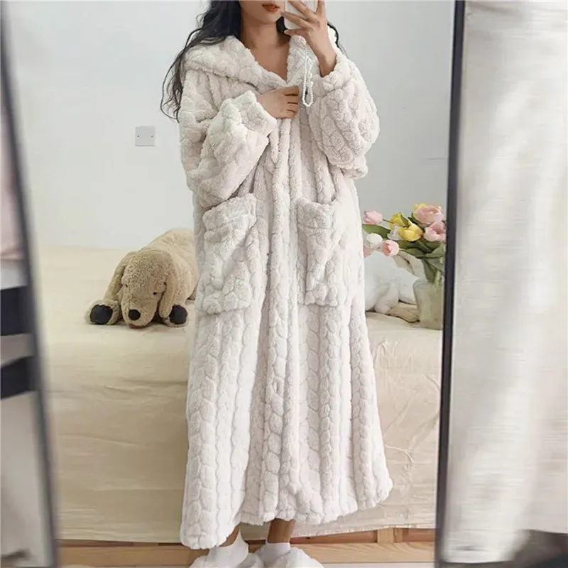 Bath Robes Long Hooded Robes Womens Hooded Robe Warm Robes For