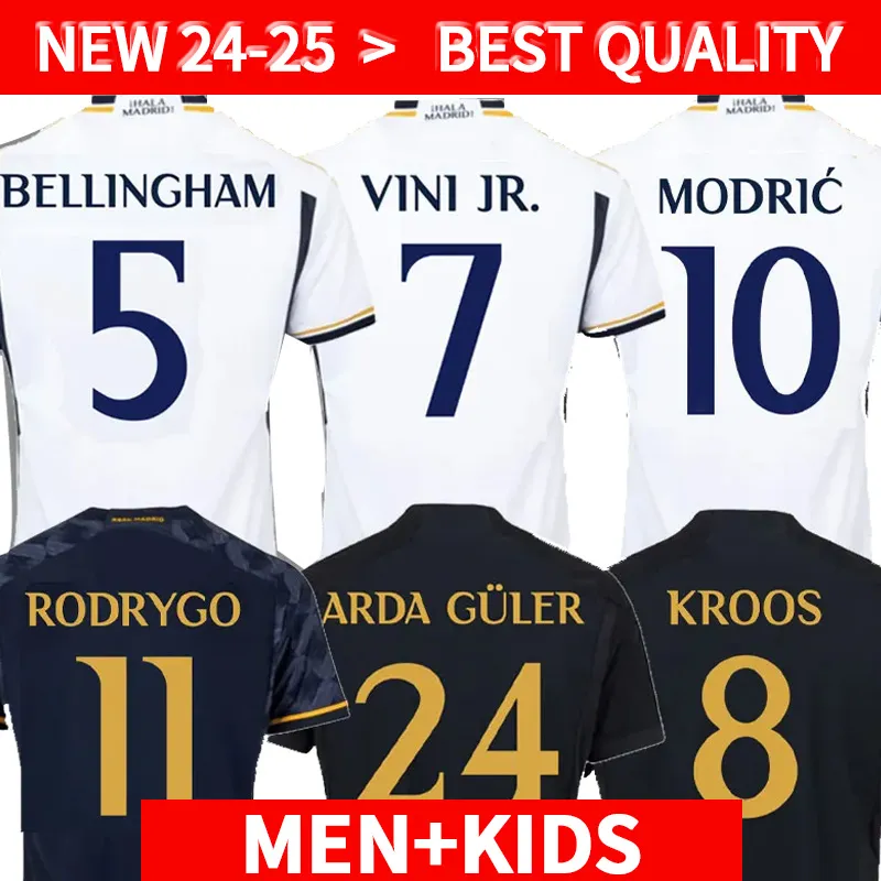 23 24 24 Długie koszulki piłkarskie Bellingham Valverde Vini Jr Madryt 2023 2024 Rodrygo Kane Fan Player Wersja Mordric Camavinga Football Shirts Kit Hala Men Kids Mundlid