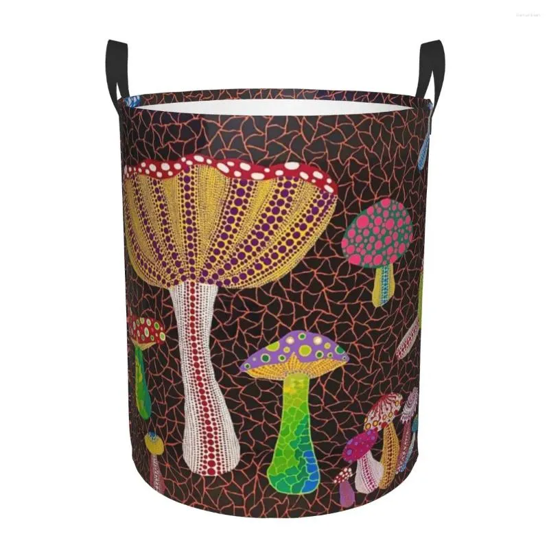 Tvättpåsar Yayoi Kusama Toadstools Abstrakt konstkorg Collapsible Toy Clothes Hamper förvaring Bin för barn barnkammare