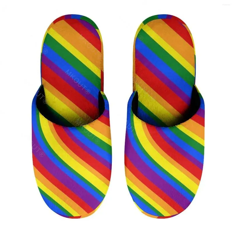 Pantoufles LGBT Pride Flag (11) en coton chaud pour hommes et femmes, semelles épaisses et douces, chaussures moelleuses antidérapantes, claquette d'intérieur