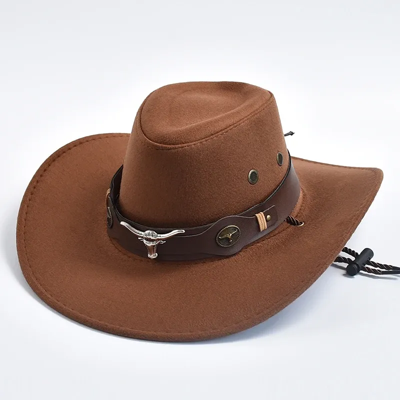 Wide Brim Western Cowboy Hat – Suede Felt, Unisex, Beige  display picture 3