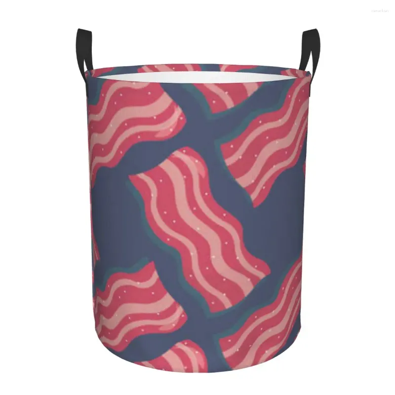 Sacs à linge panier Bacon motif tissu pliant vêtements sales jouets seau de rangement ménage