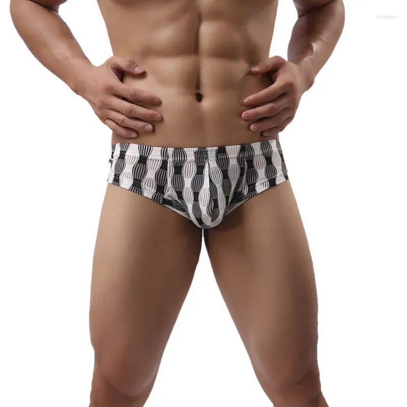 Underbyxor sexiga randiga underkläder män bekväma manliga andningsbara elastiska trosor låg midja homme trosor gay kort