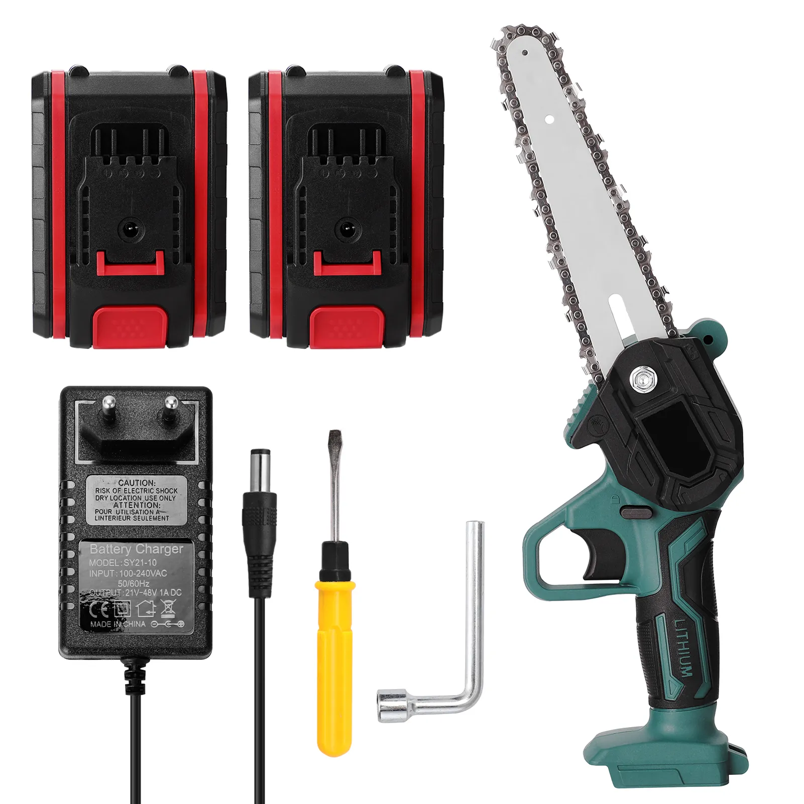Portable Rechargeable Electric Pruning Saw With Two Batteries Ideal For Small Woodworking And Splitting Farmtech Chainsaws From Homepro17 42.03 DHgate.Com