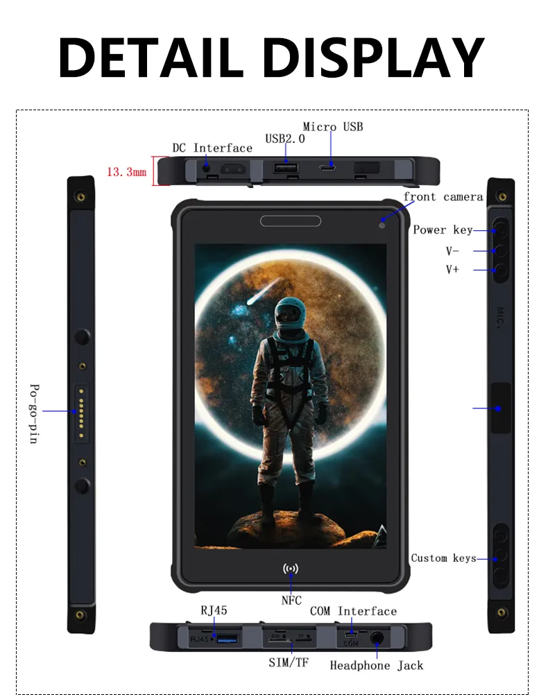 8 Inch Windows 10 OS Industrial Rugged Tablet PC with Front 2D Barcode ...