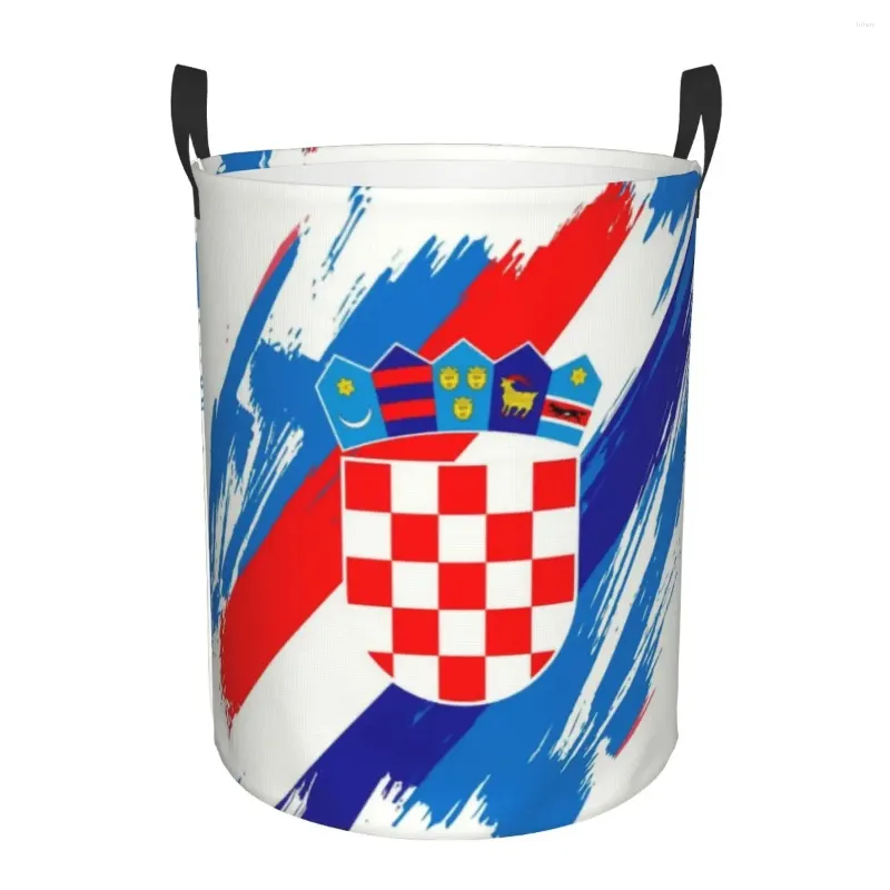 Мешки для белья, корзина с флагом Хорватии, складная хорватская патриотическая корзина для одежды, корзина для детской, детские игрушки, ящик для хранения