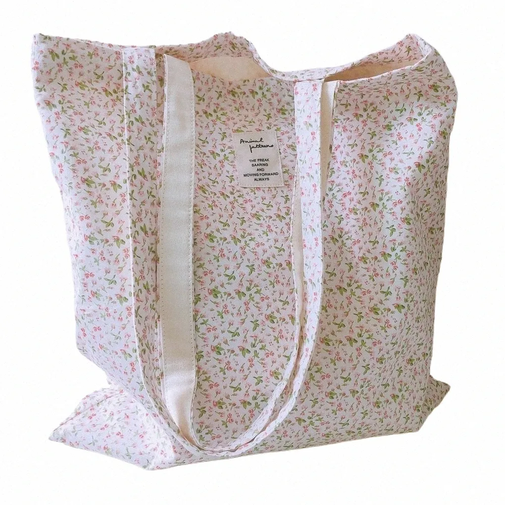 Cott Women Shop Bag For Groceries Canvas Stor återanvändbar vikbar shoppare axelväskor kvinnliga studenter böcker på handväskor 01fw#