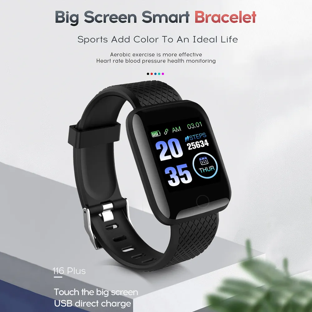 116 PLUS Smart Bracelet Band 6 Watch With Color Screen Heart Rate Blood Pressure Monitoring Movement Tracking IP65 Waterproof From Ddmylucky 9.52 DHgate.Com