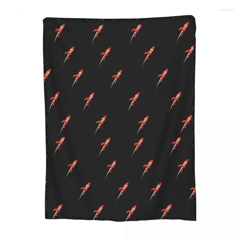 Decken Bequeme Cartoon-Mond-Raketen-Decke für Bett, dekorative Abenteuer, Raketen, Überwurf aus weichem Korallenvlies und Plüsch für Reisen