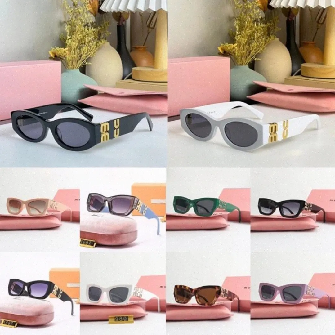 Lunettes de soleil de designer Cadre ovale Miu Sunglass Personnalité résistante aux radiations pour femmes Lunettes de soleil rétro Miuis pour hommes Lunettes de soleil de haute qualité