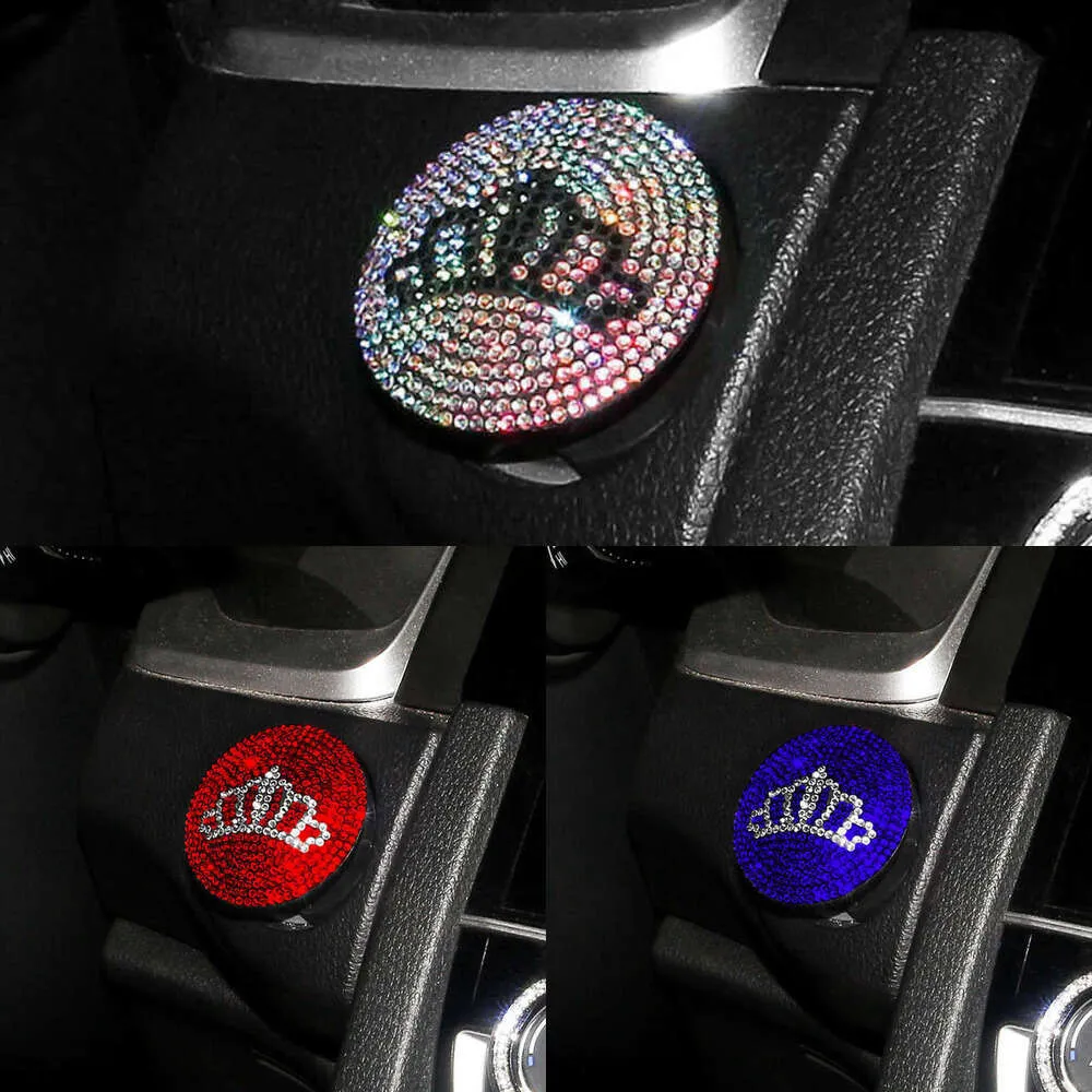 Mise à niveau du bouton de démarrage de la voiture en un clic, bande de bouton assortie en cristal, cercle de voiture Suv, bouton de démarrage de la voiture, autocollant en cristal diamant, accessoires de voiture