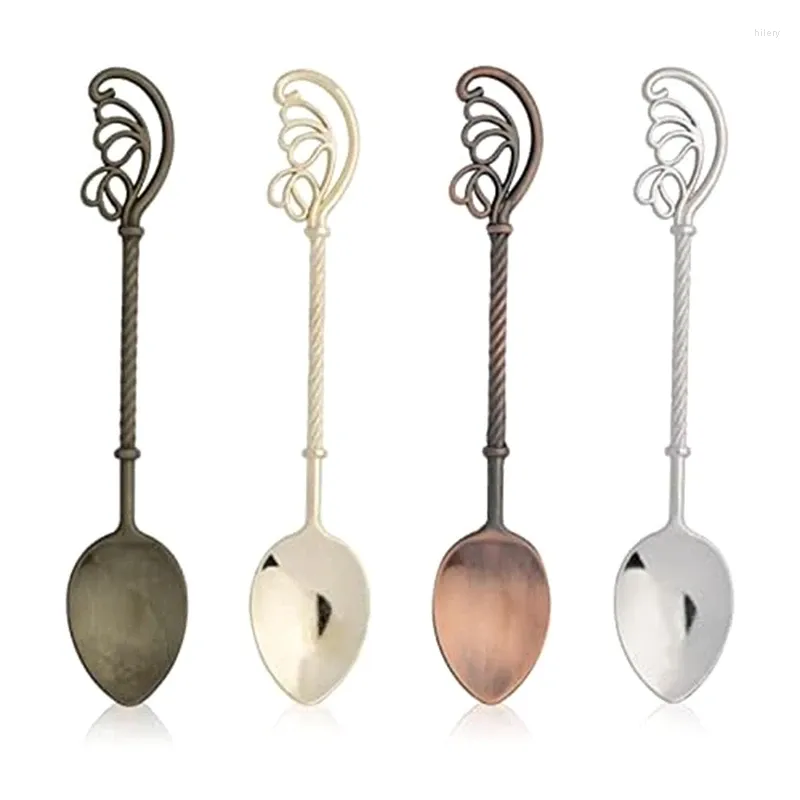 Coffee Scoops Set Of 4 Retro Tea Mini Ice Cream Dessert Spoon Scoop 4.3 Inch Long Feather Easy To Use