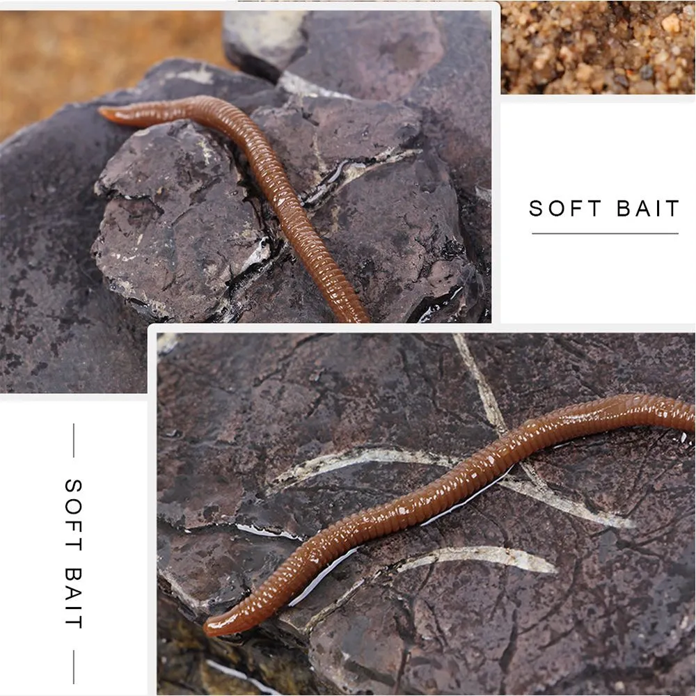 30-Pack 7.5 cm Earthworm Silicone Soft Fish Baits with Blood Insect ...