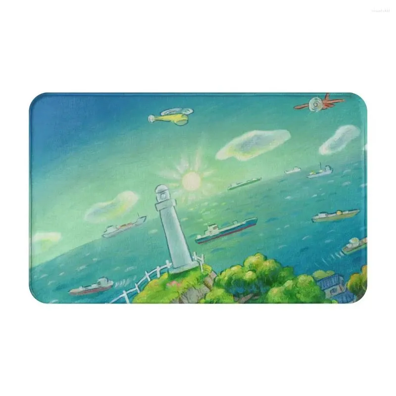 Tapis paysage mignon dessin animé paillasson tapis tapis tapis pied bain polyester absorbant entrée cuisine chambre lavable