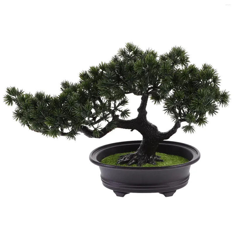 Dekorativa blommor simulerade bonsai falska tallar realistiska växter skrivbordsdekorationer liten mini gräs potmodell