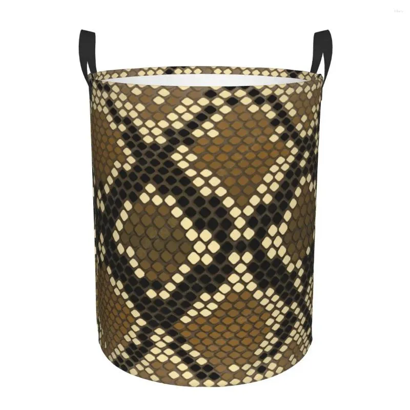 Laundry Bags Snake Skin Print Basket Foldable Snakeskin Texture Toy Clothes Hamper Storage Bin For Kids Nursery