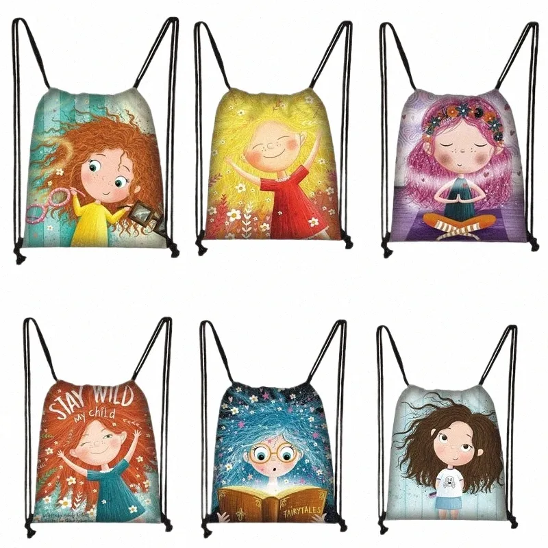 Carto Girls Design plecak dziewczyna torba sznurka dla dziewcząt do przechowywania ramiona torba na ramię nastolatek szkolna plecak Buty Uchwyt 99le#
