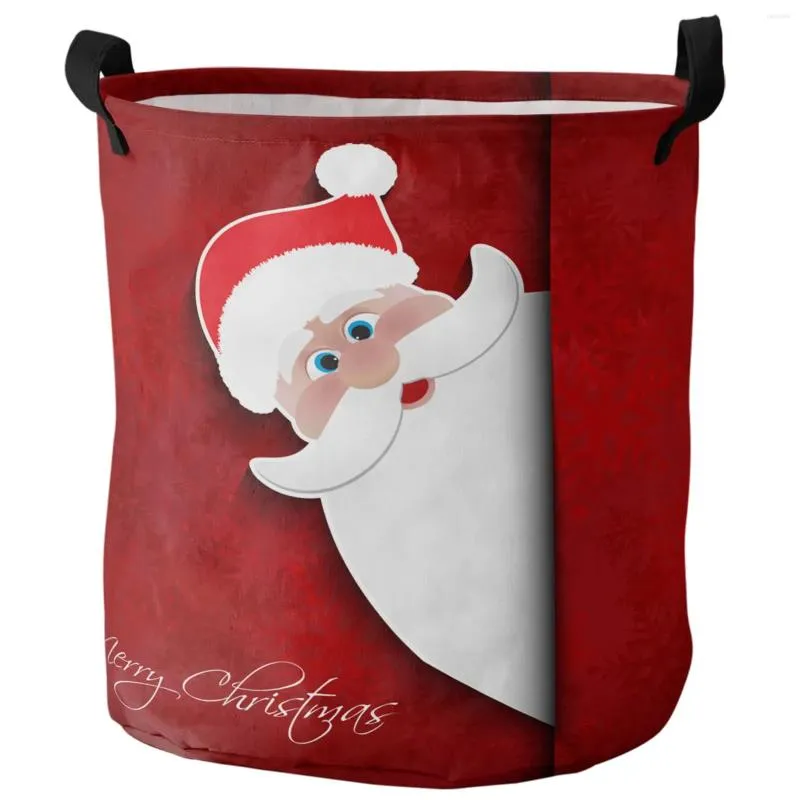 Laundry Bags Santa Claus Christmas Dirty Basket Foldable Round Waterproof Home Organizer Clothing Children Toy Storage