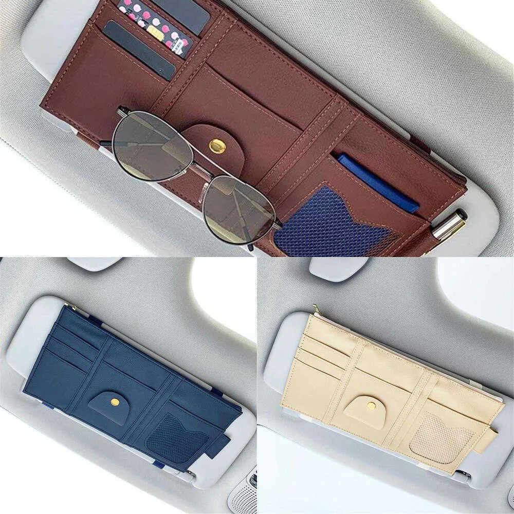 Mise à niveau mise à niveau de l'organisateur de pare-soleil de voiture, support de rangement, Clip de pare-soleil de style de voiture, porte-lunettes de soleil, sac de rangement de billets de carte, pochette organisateur de voiture