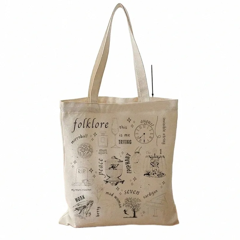 1 Stück Folklore-Einkaufstasche, Taylor-Einkaufstasche, Büchertasche, TS Merch, Shop Shoulder Canvas Weihnachten Geburtstagsgeschenk c2VF#