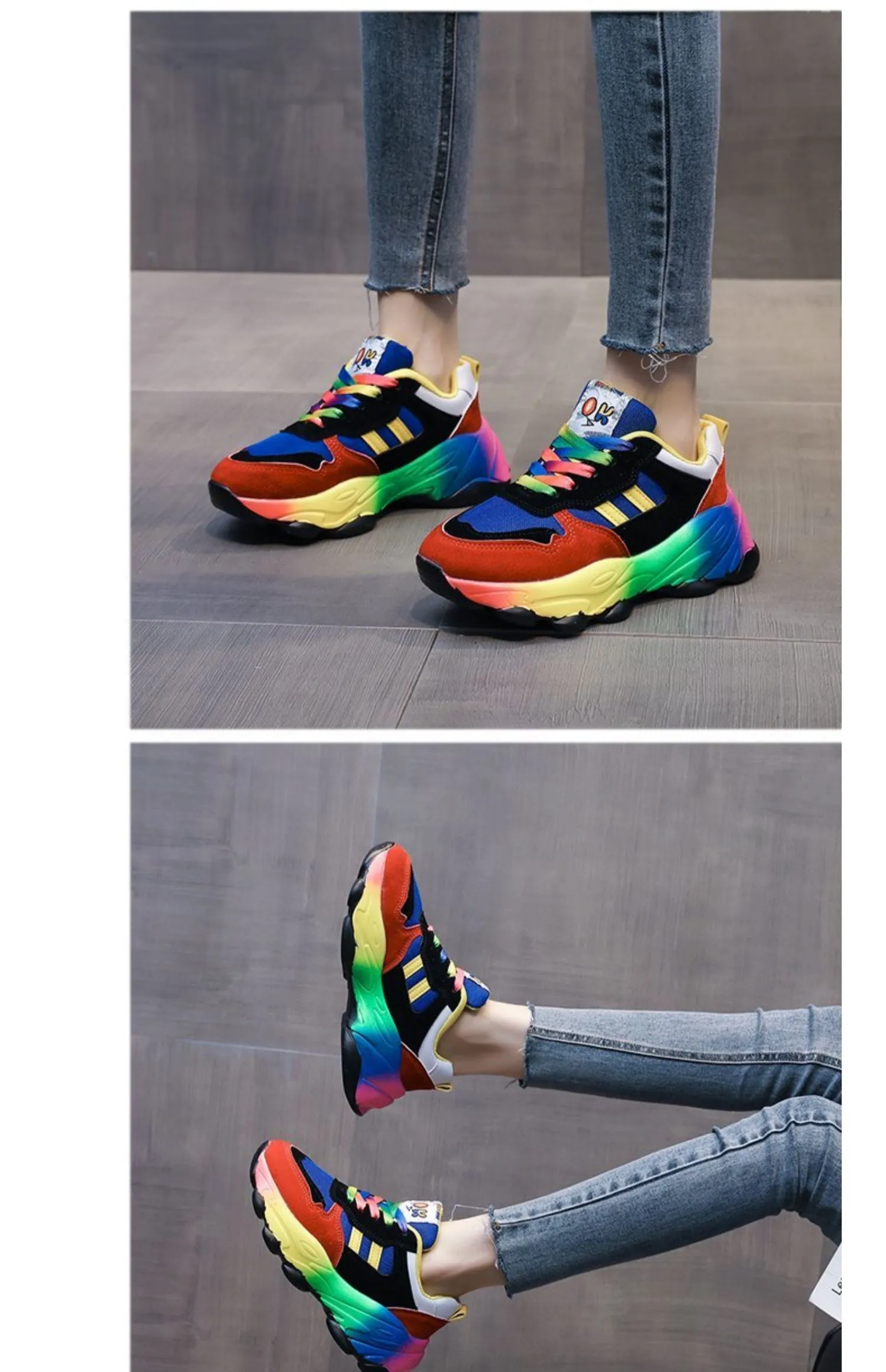 Cropbull Chunky Sneakers Men Size EU 43 Multicolor Platform Lace-Up Shoes ANTHONY WANG Blackberry-02 Platform Sneakers BLACKBERRY-02  main image 3