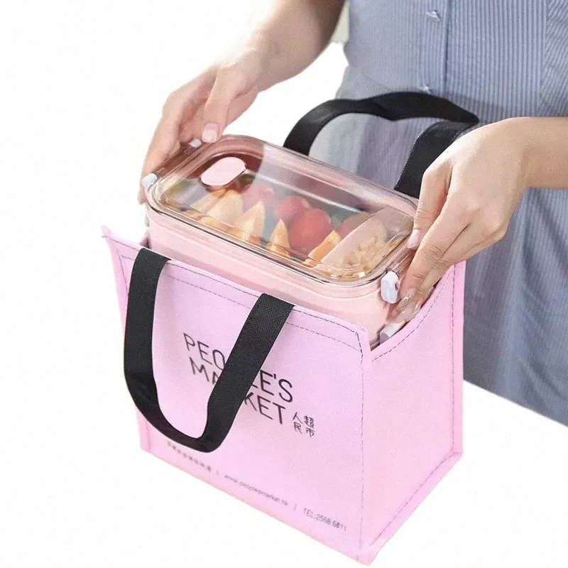 Bolsa de almuerzo con aislamiento frío Simplicidad Picnic Estuche de transporte Térmico Portátil Almuerzo Ctainer Caja de almuerzo Bento Bolsa Bolsas de almacenamiento de alimentos E4hp #