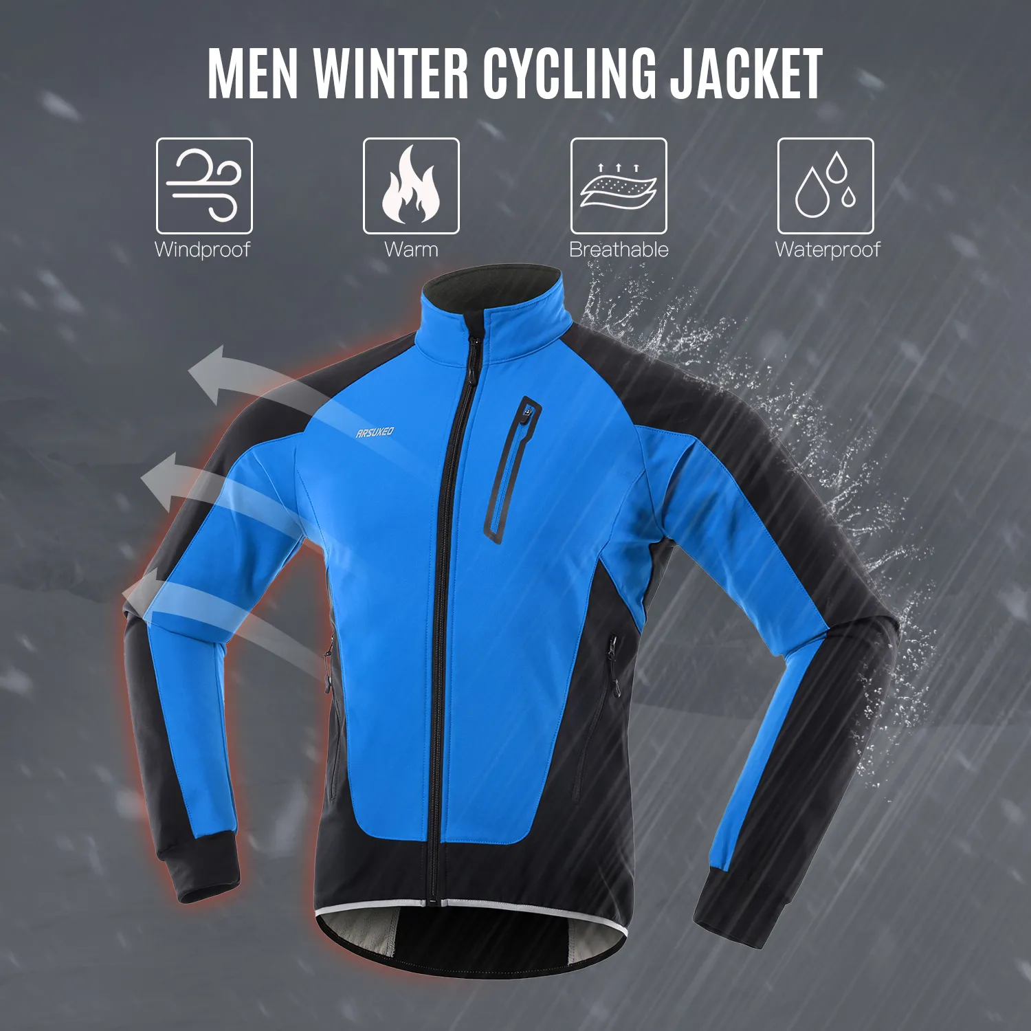 Winter Warm Fleece Cycling Jacket: Waterproof Windproof Thermal Bicycle ...