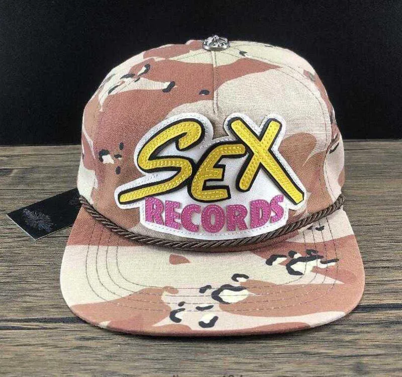 Chapéu de beisebol de aba plana Sex Records feminino Ch Crow Tongue marca de moda masculina Matty Boy 40zj