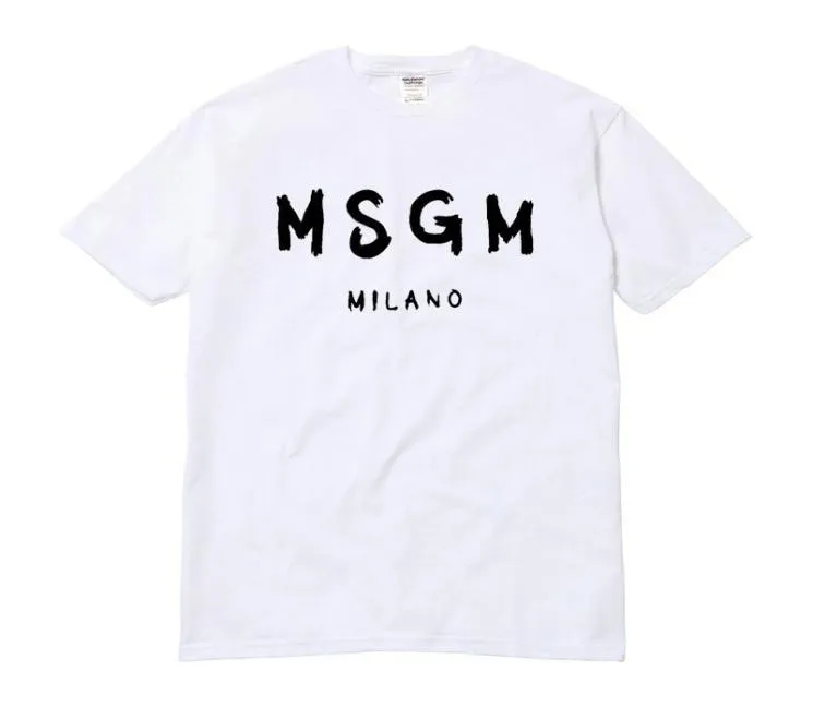 Para Wholehigh Quality Menwomen Msgm T Shirt Letna marka Letter Printed Tops TEE Casual Cotton Short Rleeve Oneck Tshirt5209015